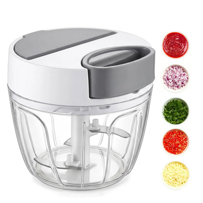 SUSTEAS Hand Pull Food Chopper, 422 Stainless Steel Triple Blade Manual Onion Garlic Cutter, No Electricity Washable Kitchen Mincer, Anti-Tear Portable Veggie Minced Cutting Tool,Summerwins Summerwins