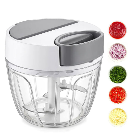 SUSTEAS Hand Pull Food Chopper, 422 Stainless Steel Triple Blade Manual Onion Garlic Cutter, No Electricity Washable Kitchen Mincer, Anti-Tear Portable Veggie Minced Cutting Tool,Summerwins Summerwins